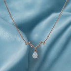 Leaf Vine Pear Drop Necklace 925 Sterling Silver Rose Gold Plated