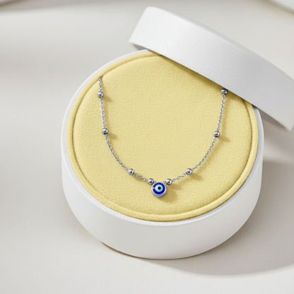 Evil Eye Station Necklace – 925 Sterling Silver
