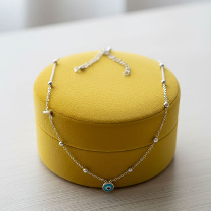 Evil Eye Station Necklace – 925 Sterling Silver