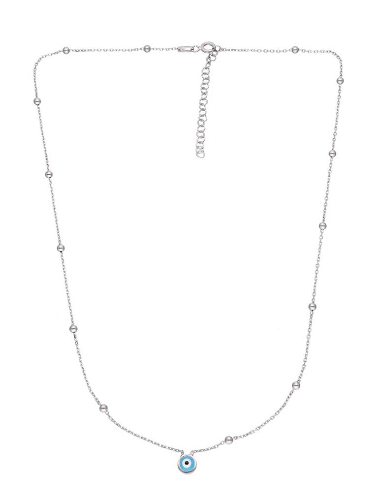 Evil Eye Station Necklace 925 Sterling Silver