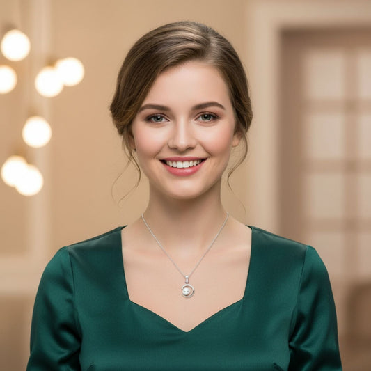 Pearl Open Circle Pendant Necklace – 925 Sterling Silver