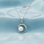 Modern Pearl Circle Pendant Necklace 925 Sterling Silver