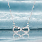 White Cz Infinity Heart Necklace 925 Sterling Silver