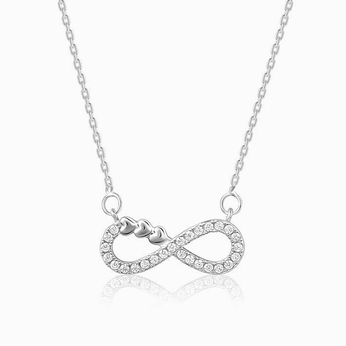 White Cz Infinity Heart Necklace 925 Sterling Silver