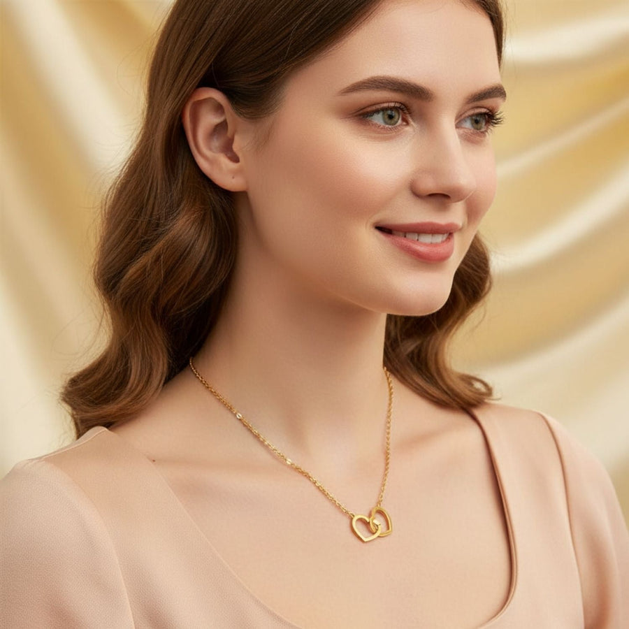 Interlocking Double Hearts Necklace – 925 Sterling Silver