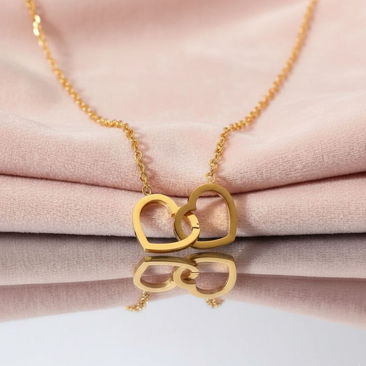 Interlocking Double Hearts Necklace – 925 Sterling Silver