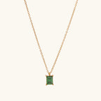Emerald Green Princess-Cut Necklace 925 Sterling Silver Yellow Plated