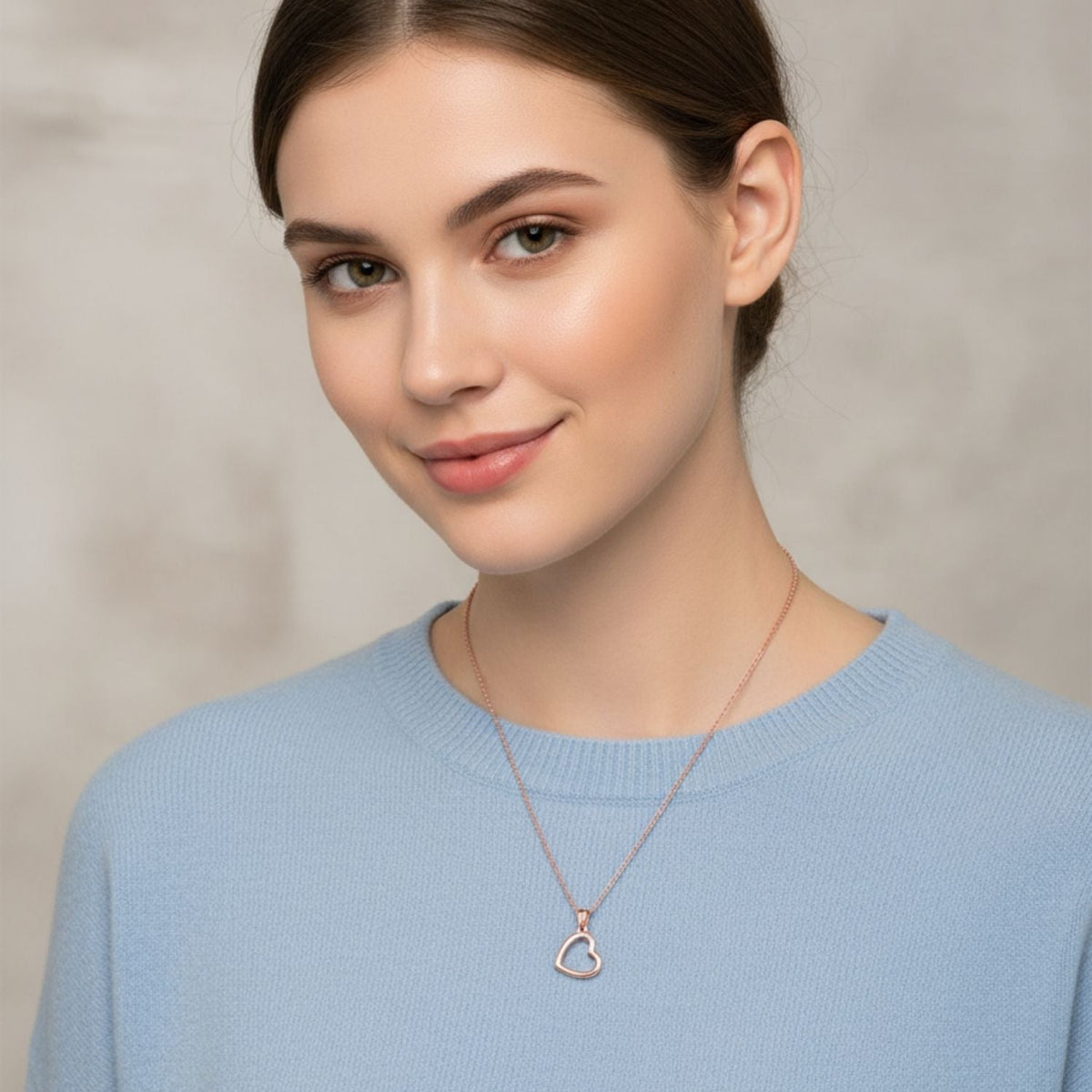 Open Heart Pendant Necklace – 925 Sterling Silver
