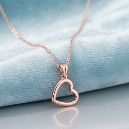 Open Heart Pendant Necklace – 925 Sterling Silver