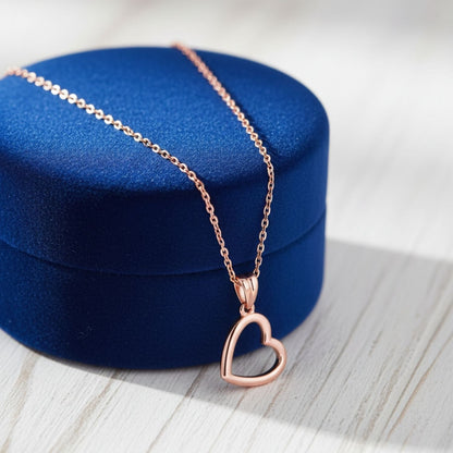 Open Heart Pendant Necklace – 925 Sterling Silver