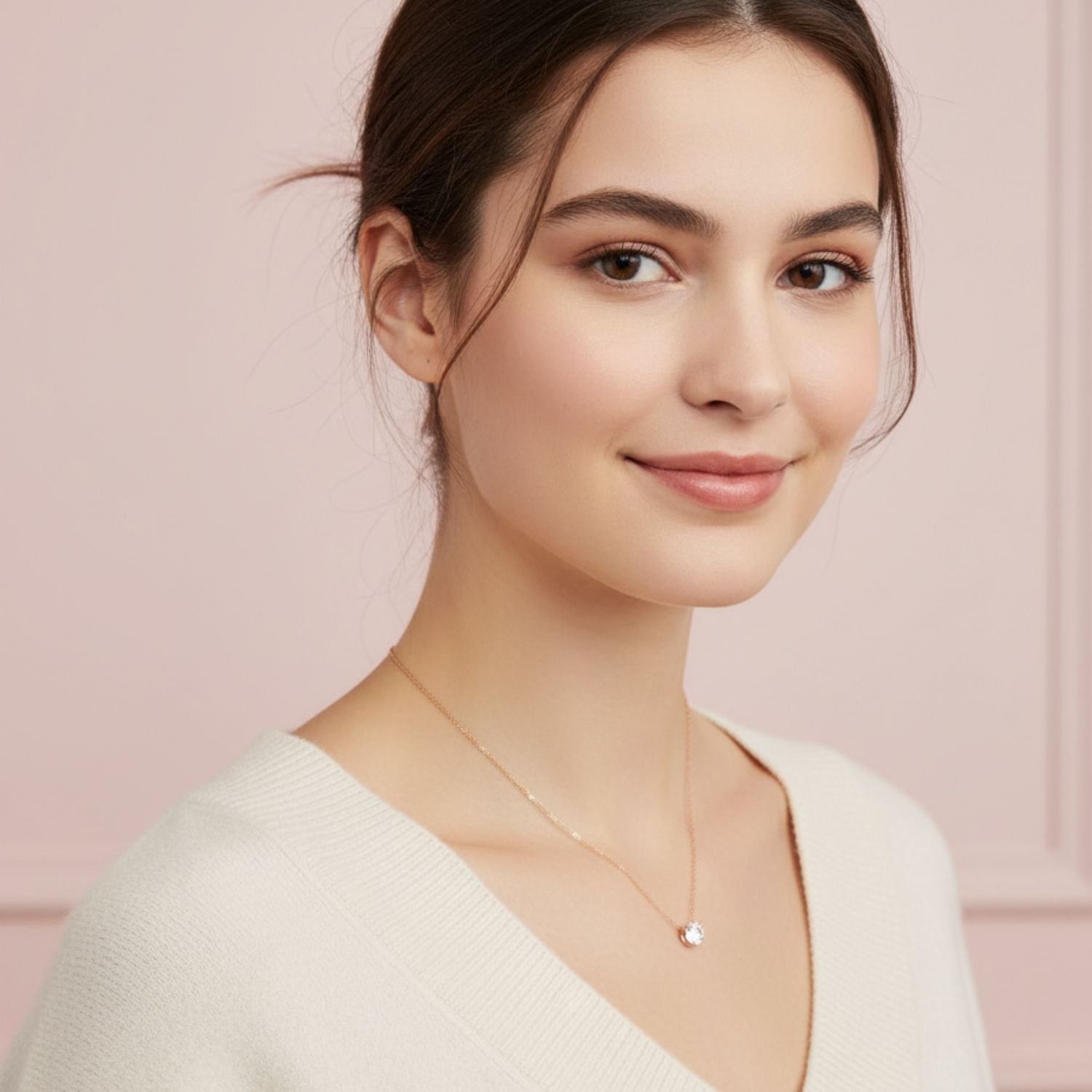 Solitaire CZ Necklace 925 Sterling Silver Yellow Gold Plated