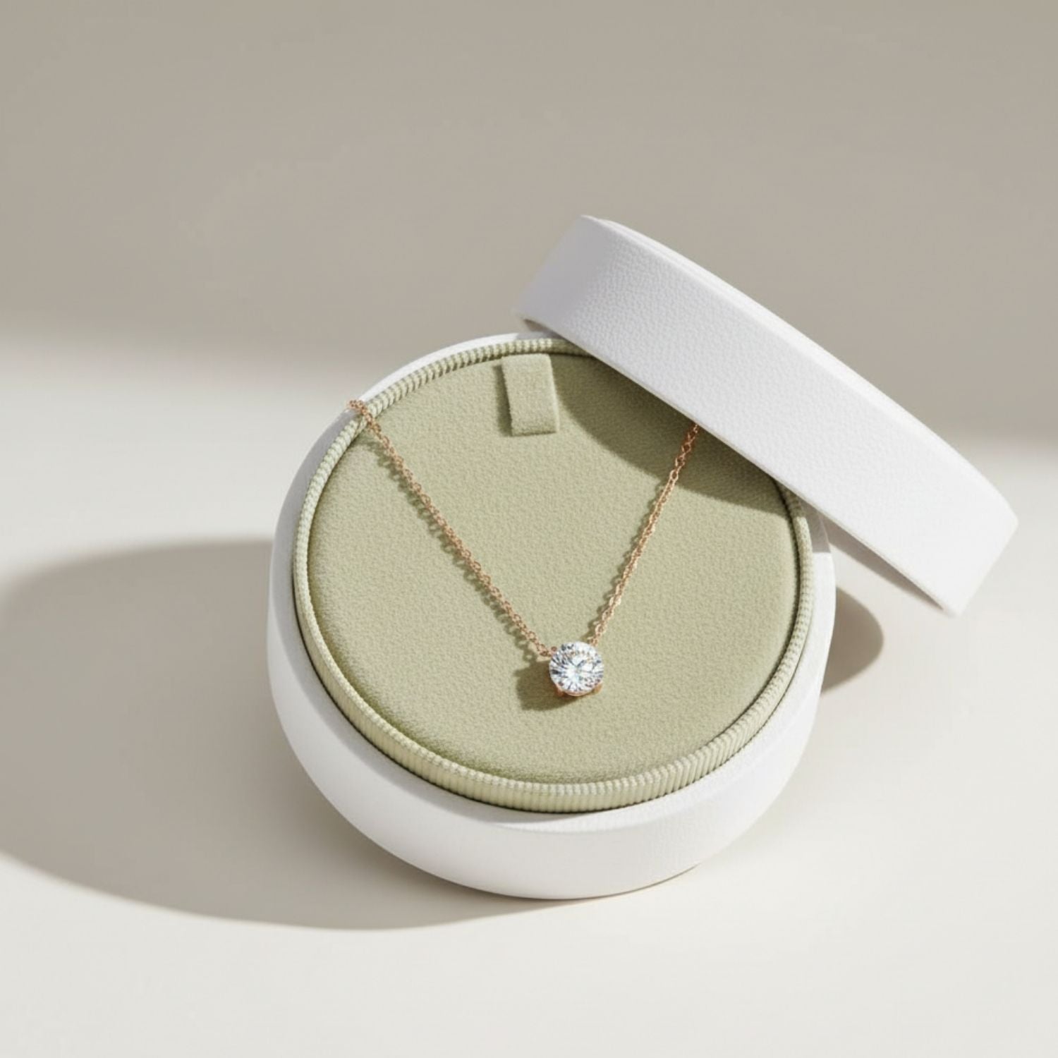 Solitaire CZ Necklace 925 Sterling Silver Yellow Gold Plated