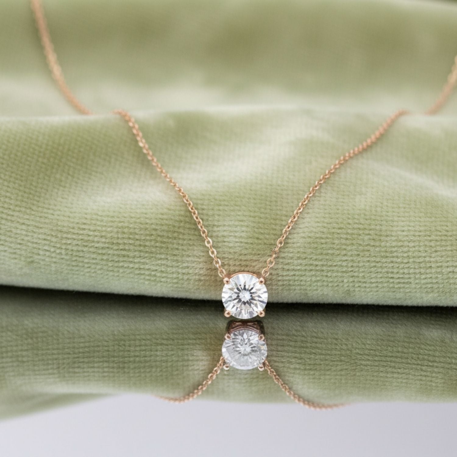 Solitaire CZ Necklace 925 Sterling Silver Yellow Gold Plated