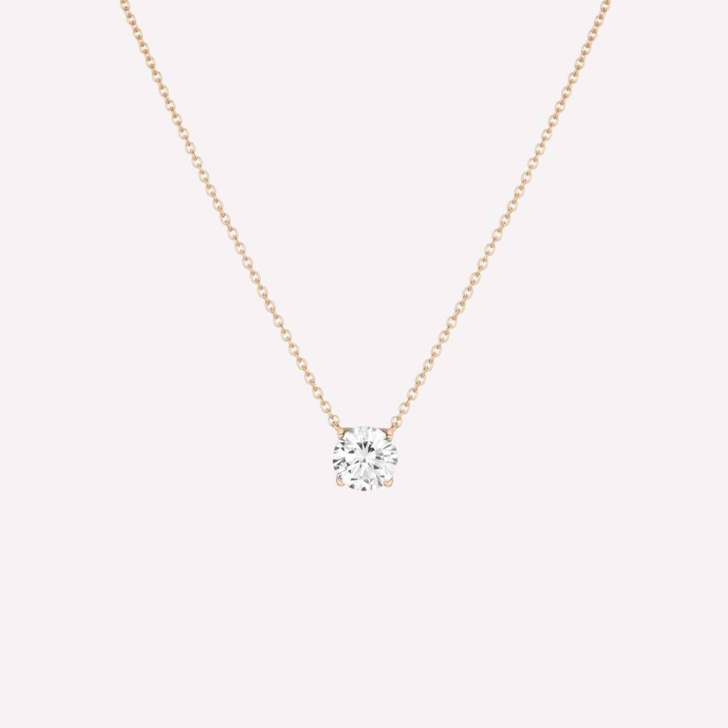Solitaire CZ Necklace 925 Sterling Silver Yellow Gold Plated