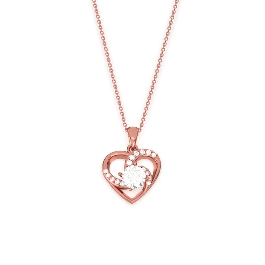 Heart CZ Pendant Necklace 925 Sterling Silver Rose Gold Plated