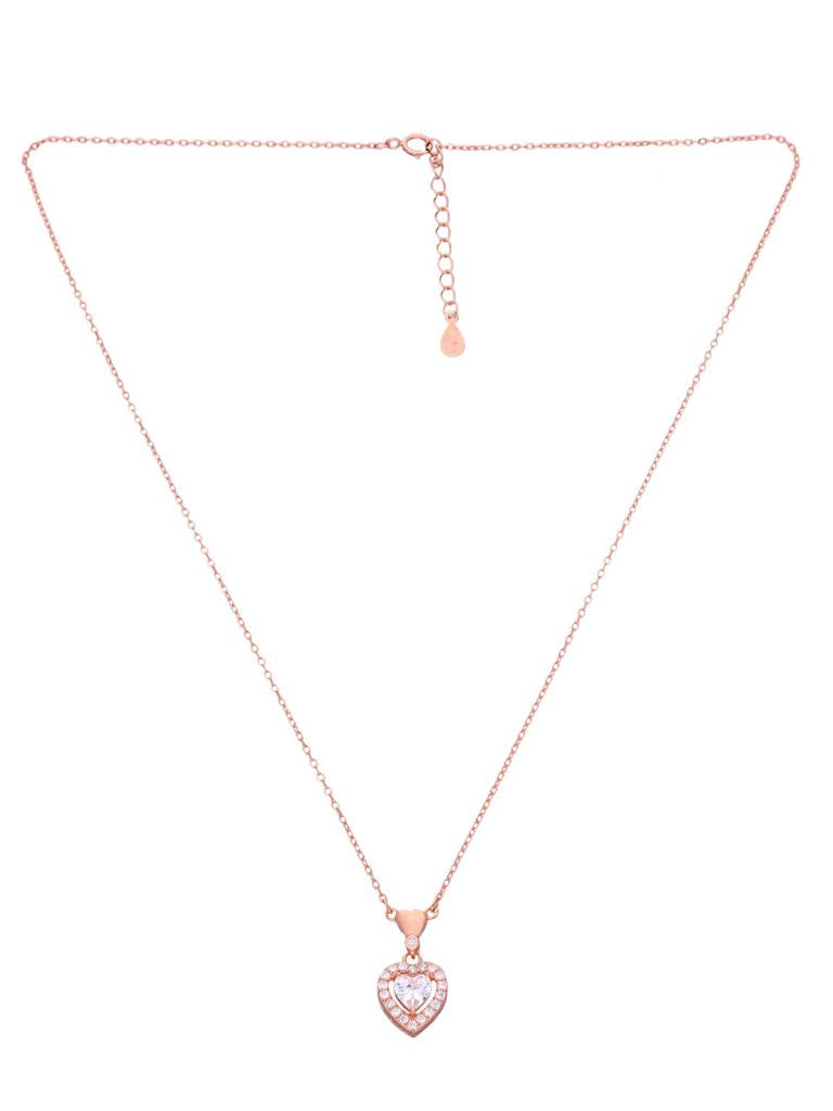Halo CZ Love Heart Necklace 925 Sterling Silver Rose Gold Plated