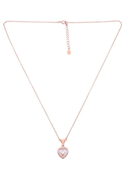 Halo CZ Heart Pendant Necklace – 925 Sterling Silver