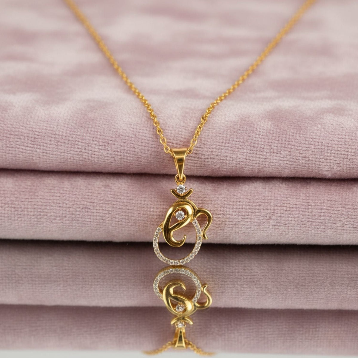 Om Pendant Necklace with CZ – 925 Sterling Silver