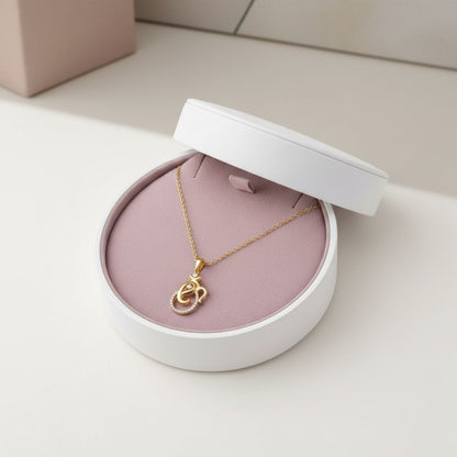 Om Pendant Necklace with CZ – 925 Sterling Silver