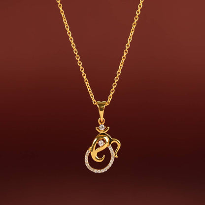 Om Pendant Necklace with CZ – 925 Sterling Silver