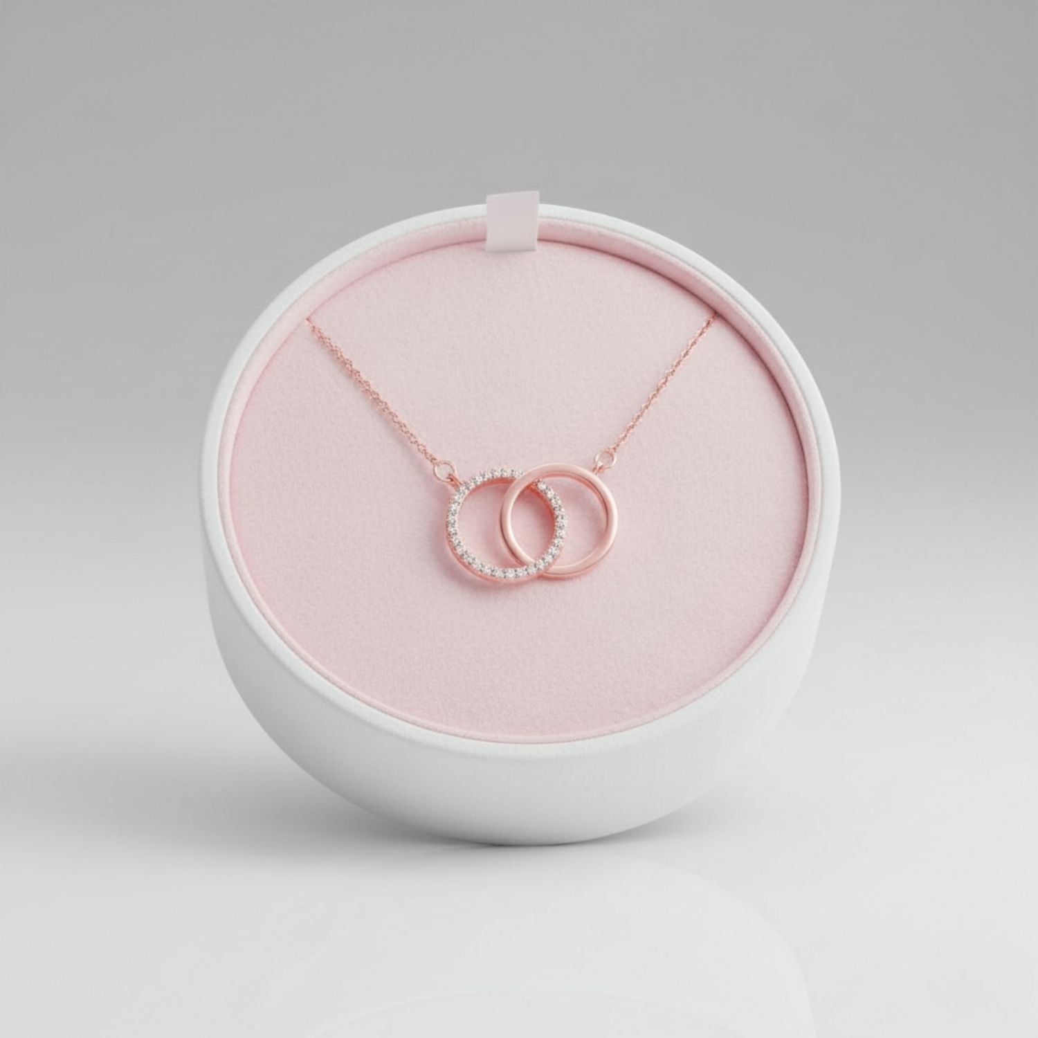Infinity Interlocking Circles Necklace 925 Sterling Silver Rose Plated