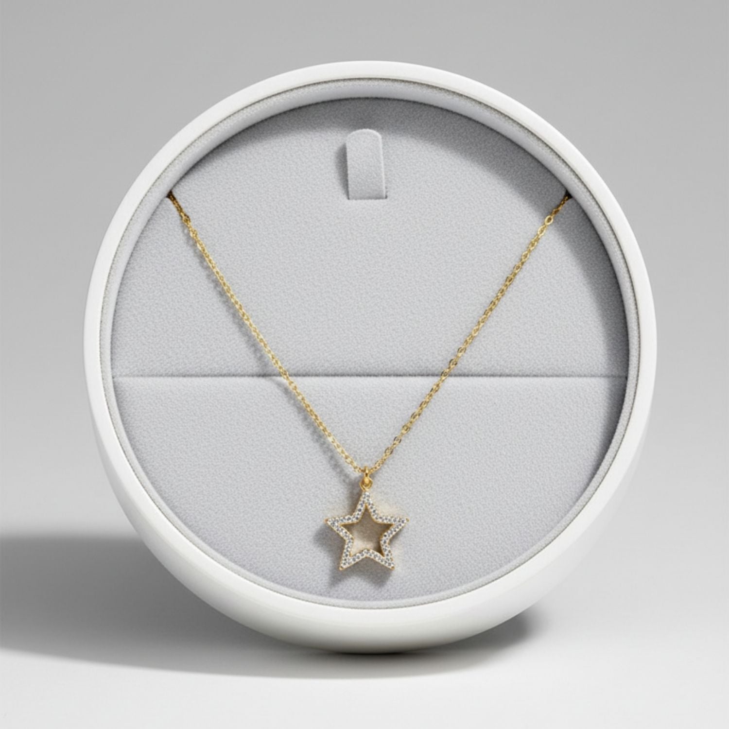 CZ Open Star Charm Necklace 925 Sterling Silver Yellow Plated