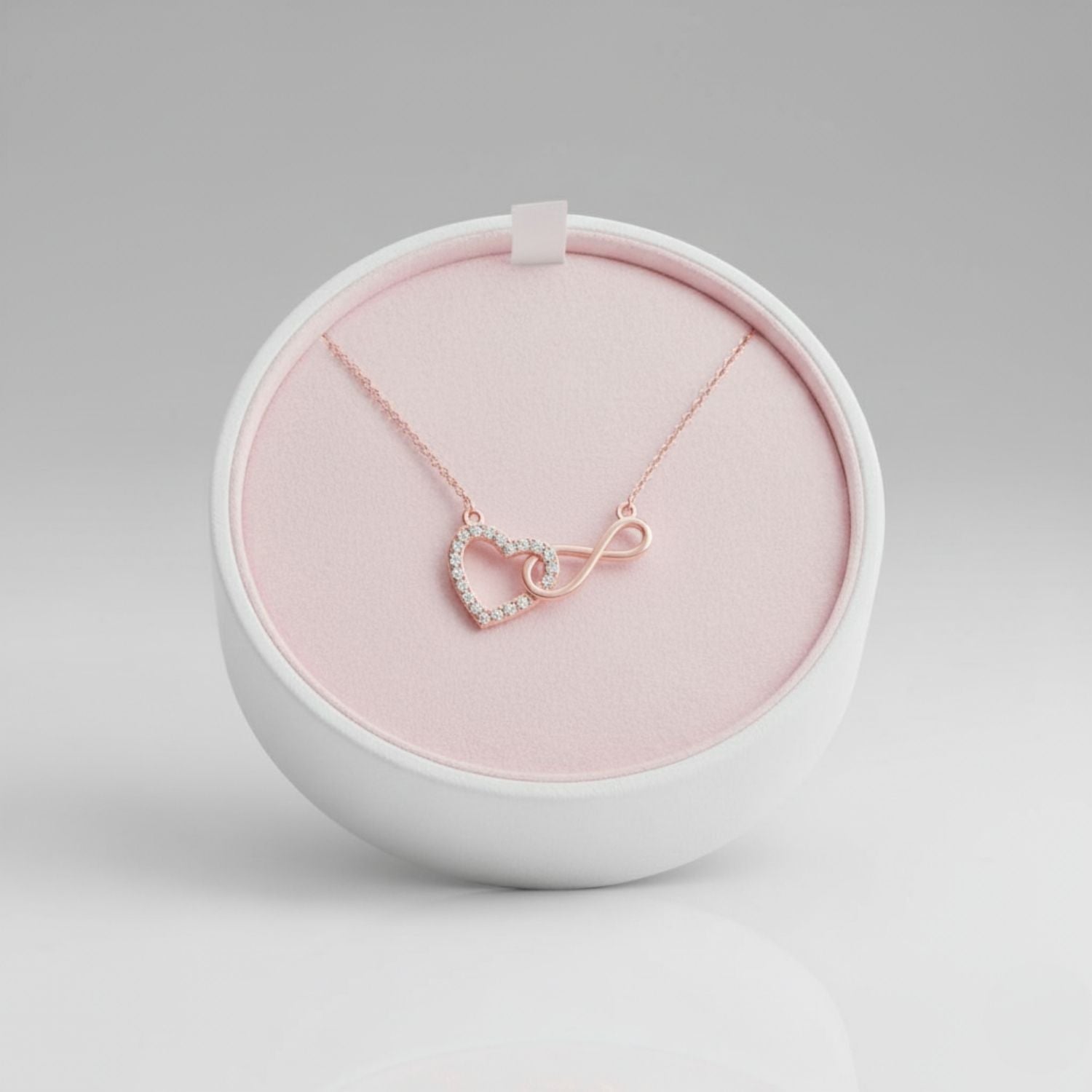 Heart Infinity Love Forever Necklace 925 Sterling Silver Rose Plated