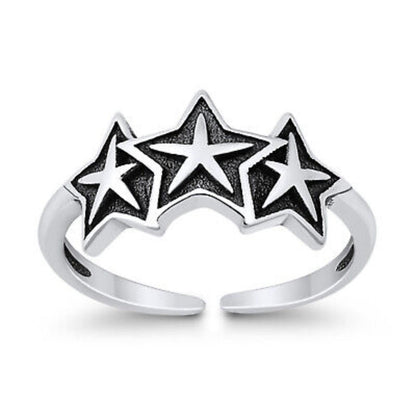 Triple Star Double Toe Ring – 925 Sterling Silver