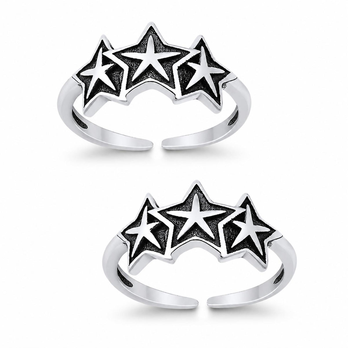 Triple Star Double Toe Ring – 925 Sterling Silver