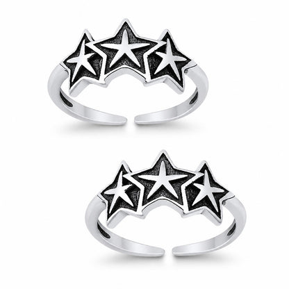 Triple Star Double Toe Ring – 925 Sterling Silver