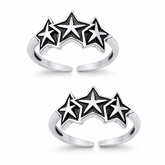 Triple Star Double Toe Ring – 925 Sterling Silver