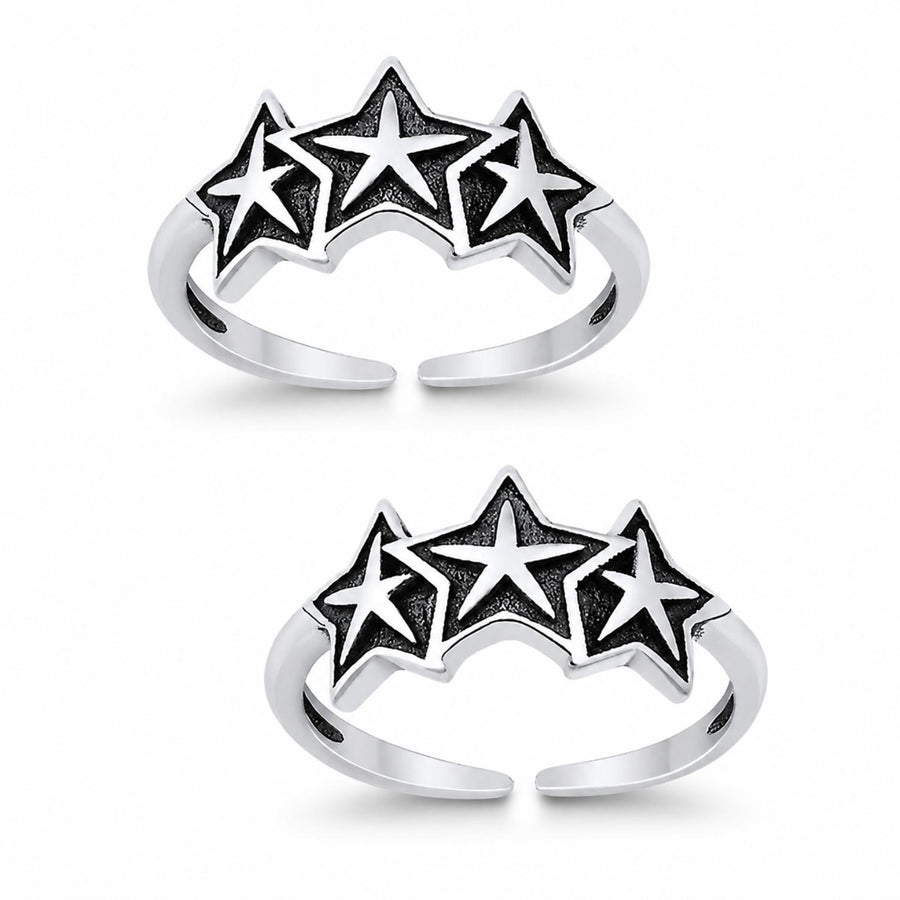 Triple Star Double Toe Ring – 925 Sterling Silver