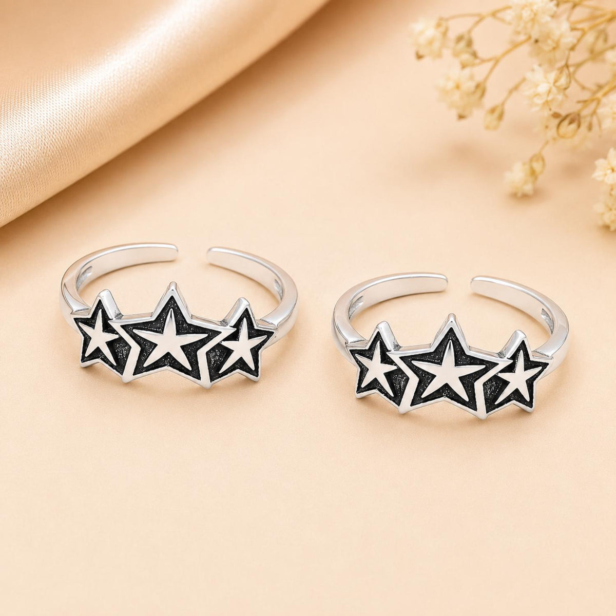 Triple Star Double Toe Ring – 925 Sterling Silver