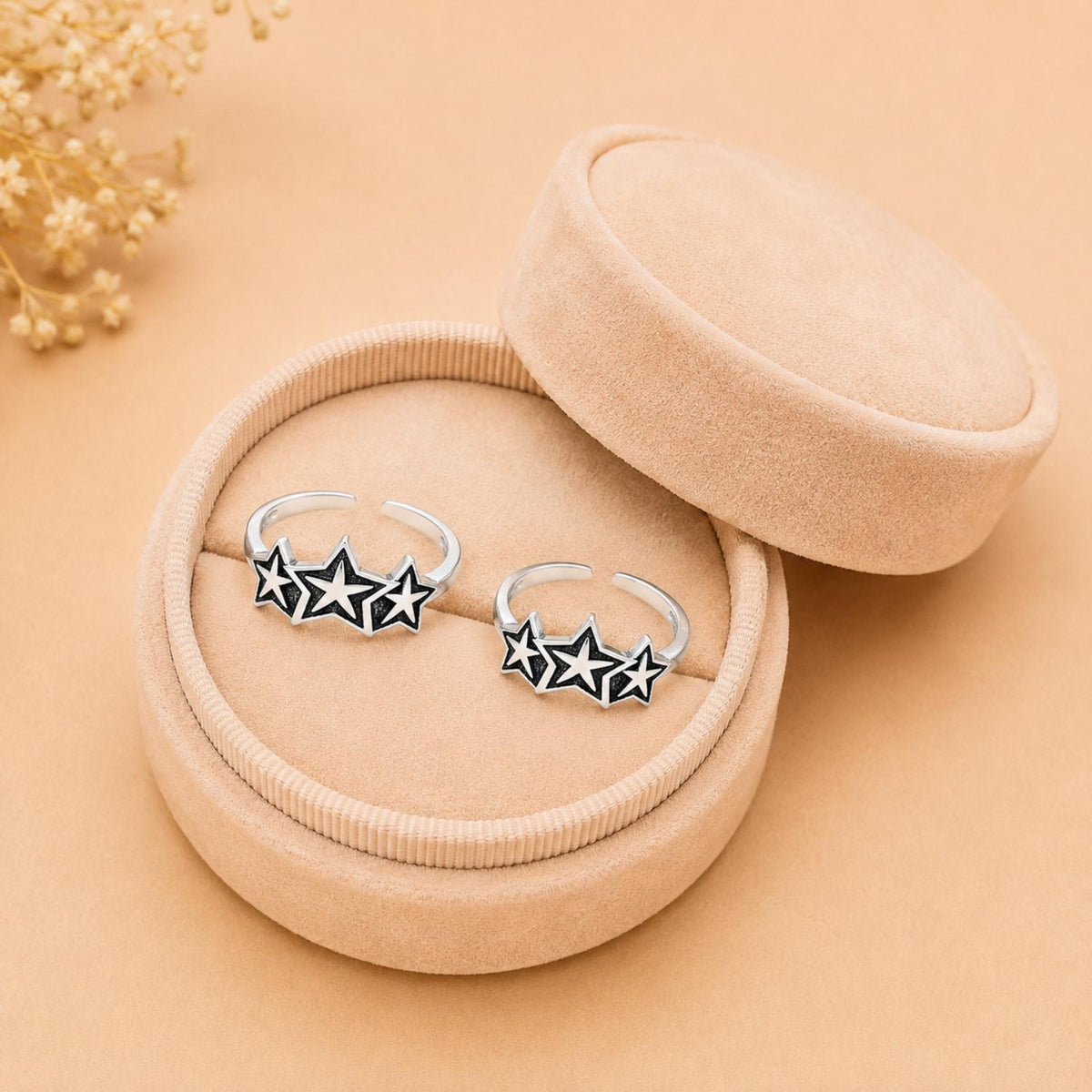 Triple Star Double Toe Ring – 925 Sterling Silver