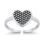 925 Sterling Silver Heart Double Toe Ring – Oxidized Heart Design Adjustable Toe Ring