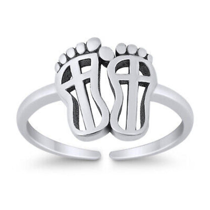 Feet Design Double Toe Ring – 925 Sterling Silver