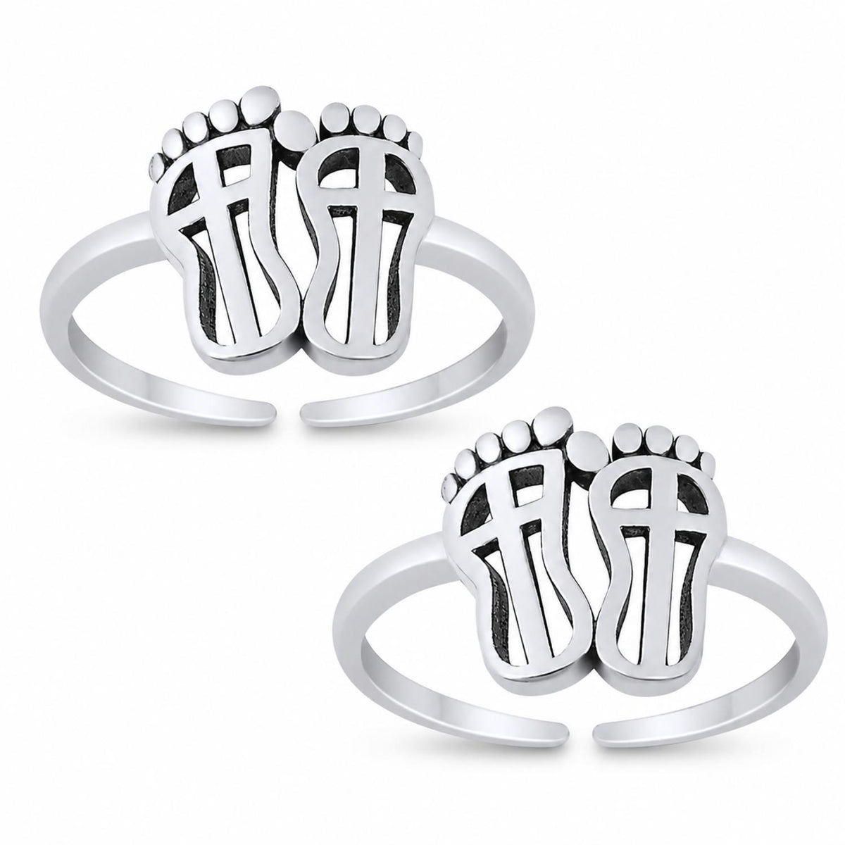 Feet Design Double Toe Ring – 925 Sterling Silver