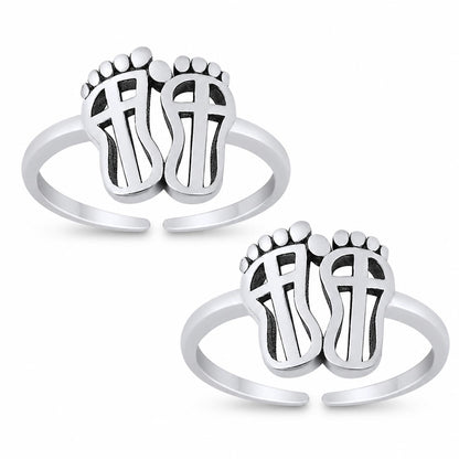 Feet Design Double Toe Ring – 925 Sterling Silver