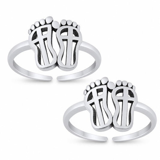 Feet Design Double Toe Ring – 925 Sterling Silver