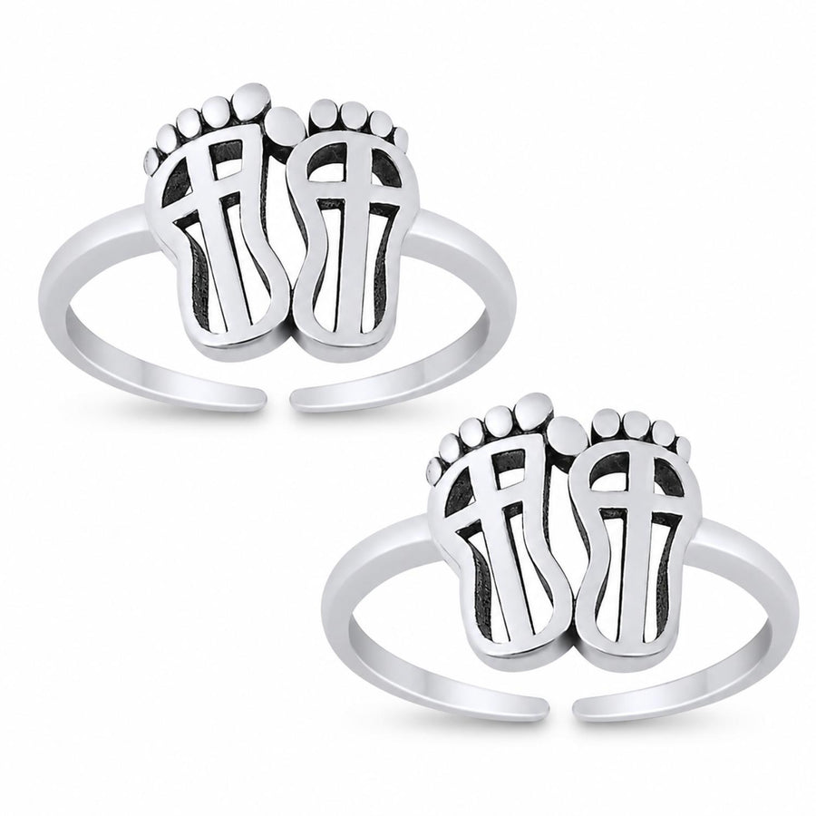 Feet Design Double Toe Ring – 925 Sterling Silver