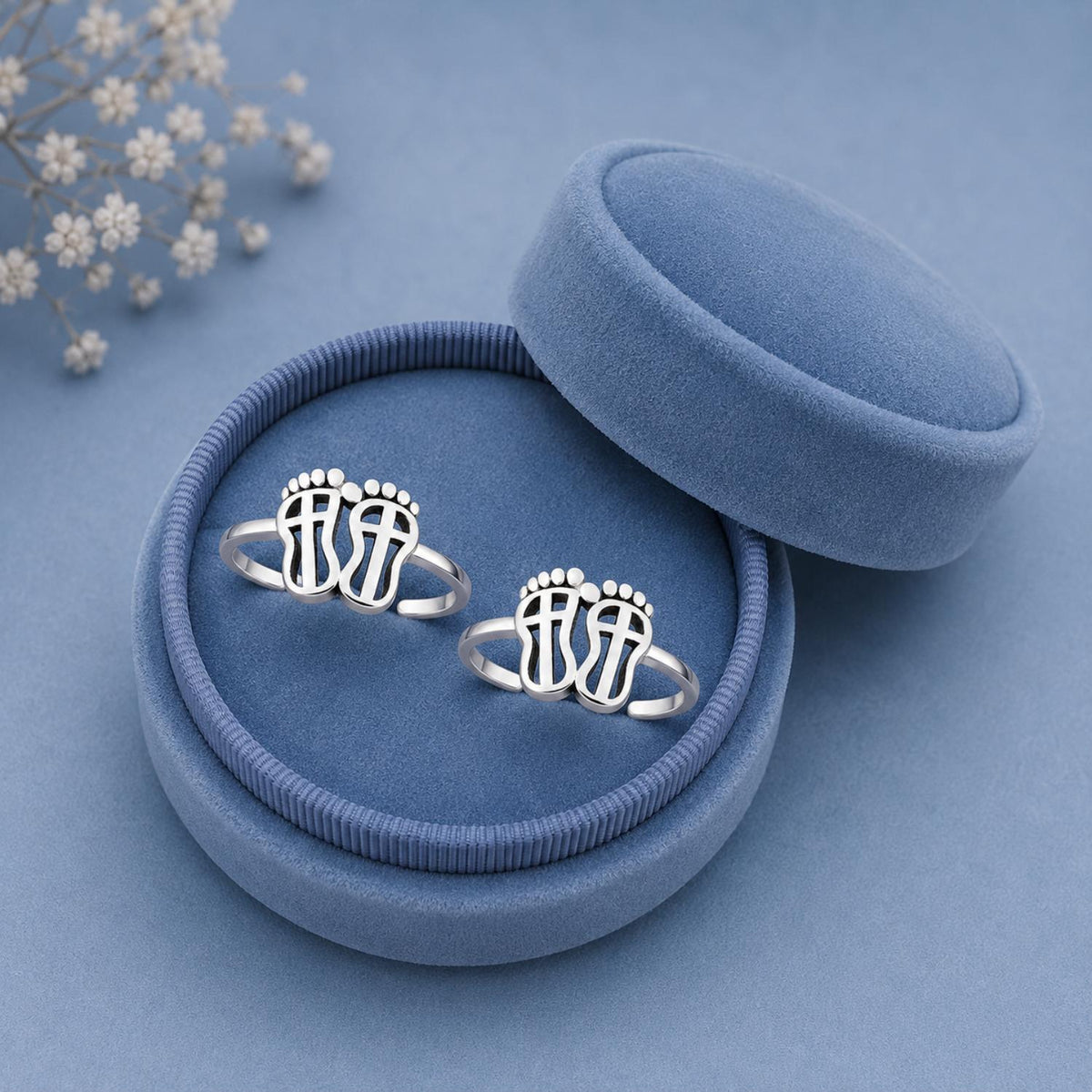 Feet Design Double Toe Ring – 925 Sterling Silver