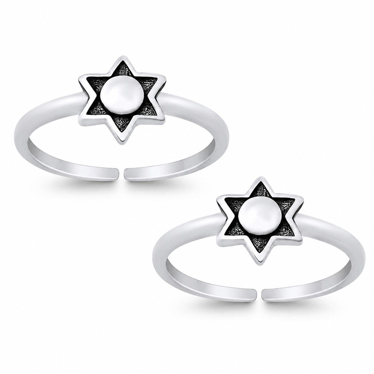 Star and Pearl Double Toe Ring – 925 Sterling Silver
