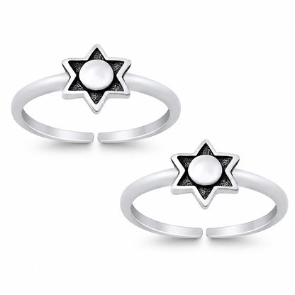 Star and Pearl Double Toe Ring – 925 Sterling Silver