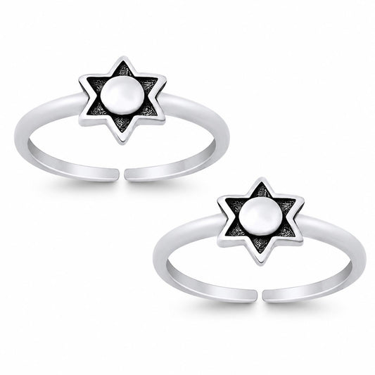 Star and Pearl Double Toe Ring – 925 Sterling Silver