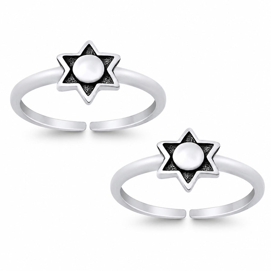 Star and Pearl Double Toe Ring – 925 Sterling Silver