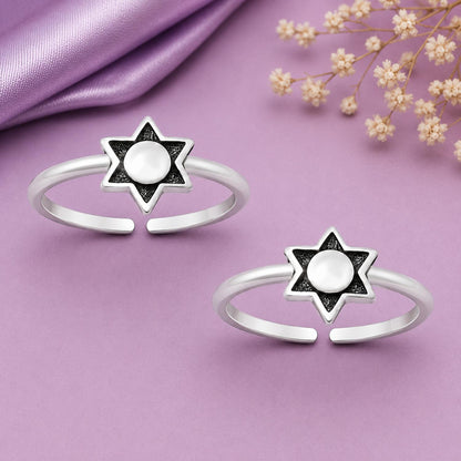 Star and Pearl Double Toe Ring – 925 Sterling Silver