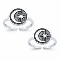 Crescent Moon and Star Double Toe Ring – 925 Sterling Silver