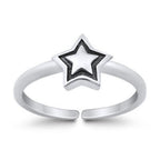 925 Sterling Silver Star Double Toe Ring – Oxidized Star Design Adjustable Toe Ring
