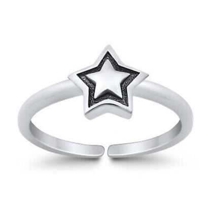 Five-Point Star Double Toe Ring – 925 Sterling Silver
