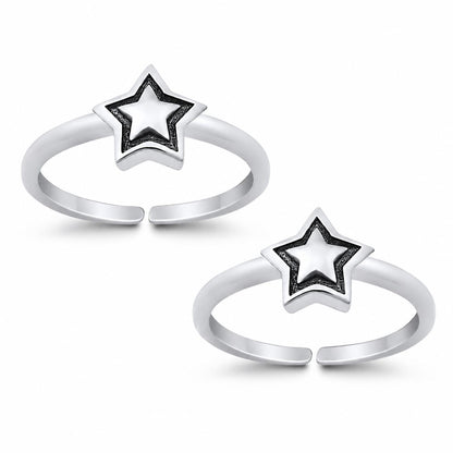 Five-Point Star Double Toe Ring – 925 Sterling Silver